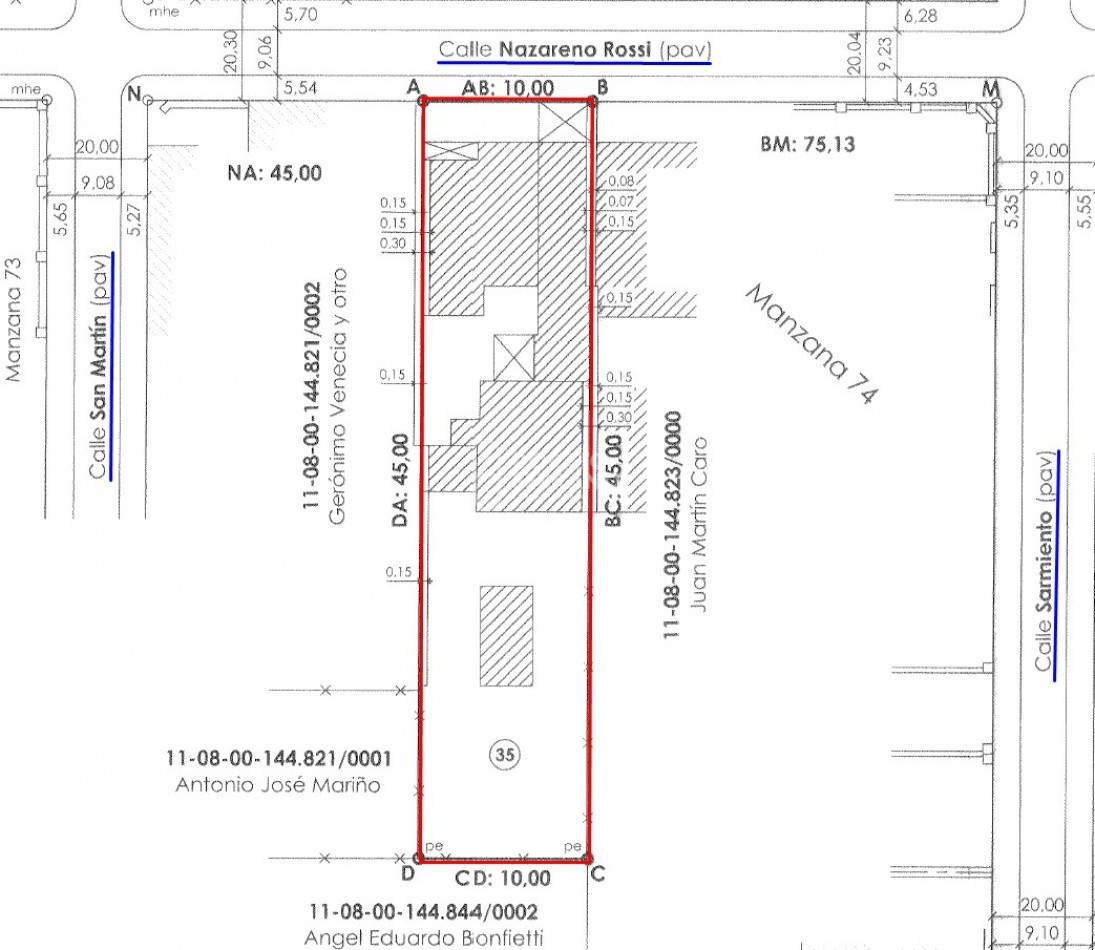 LOTE 10X45 +TODOS LOS SERVICIOS + PLUS CONSTRUCCION A RECICLAR.