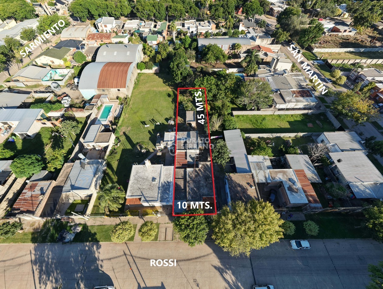 LOTE 10X45 +TODOS LOS SERVICIOS + PLUS CONSTRUCCION A RECICLAR.